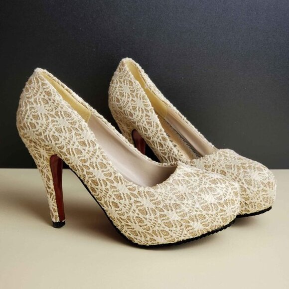 NEW Size 8/39 Glitter Heel Shoes - Picture 1 of 3